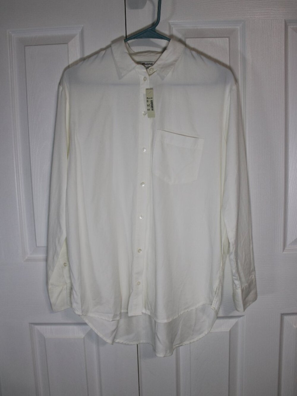 NWT Madewell Signature Poplin Oversized Button Down Shirt with Chest Pocket